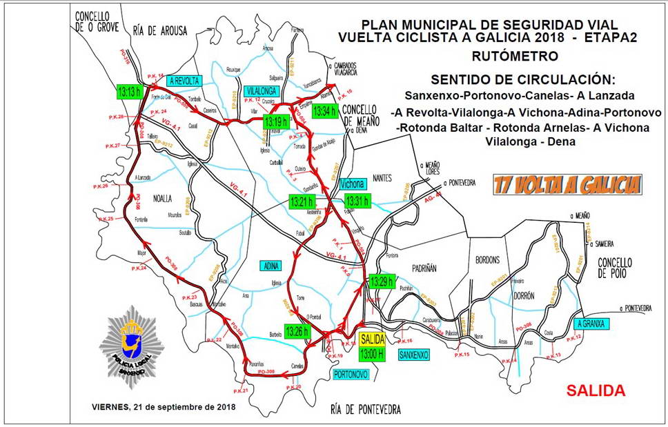 Plan de seguridad vial para la vuelta ciclista a Galicia 2018.