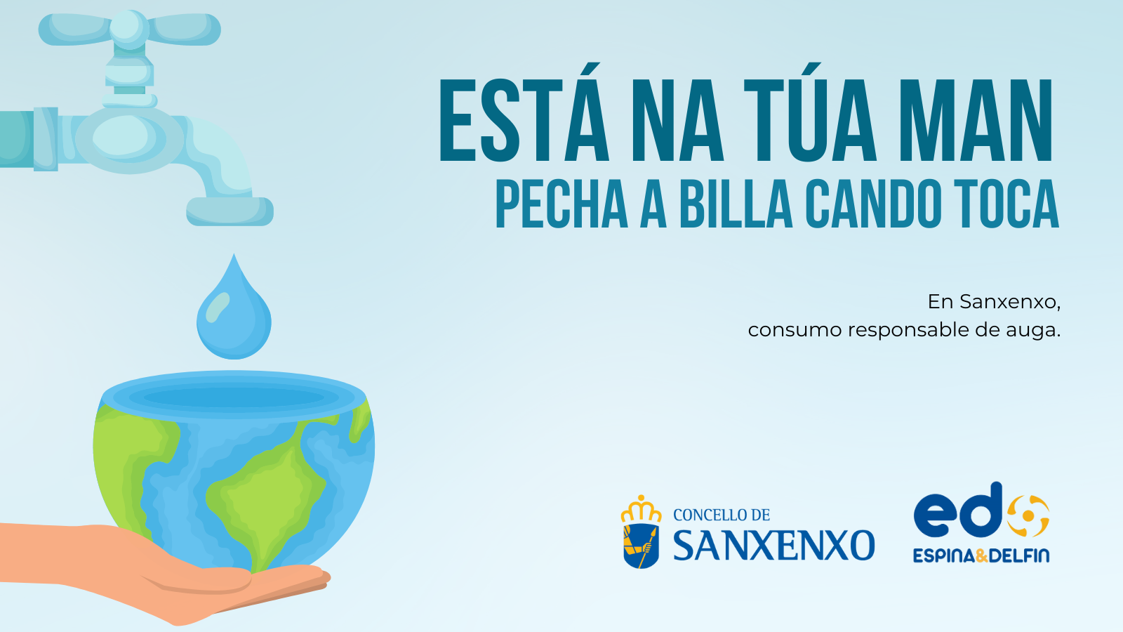 O CONCELLO DE SANXENXO E ESPINA E DELFÍN PON EN MARCHA UNHA CAMPAÑA PARA O CONSUMO RESPONSABLE DE AUGA