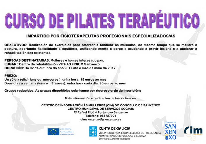 Nuevo grupo en el curso de pilates terapéutico