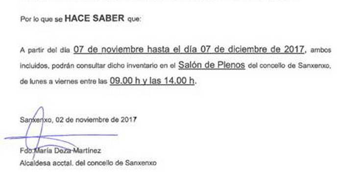 Exposición pública del inventario de caminos públicos en el Salón de Plenos a partir del 7 de noviembre