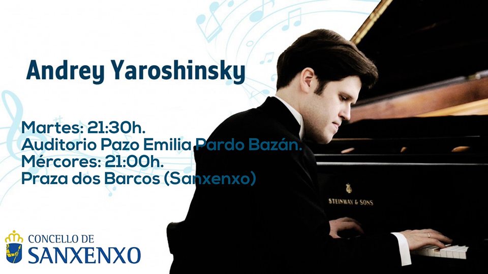 O coñecido pianista ruso, Andrey Yaroshingsky actuará hoxe na Praza dos Barcos