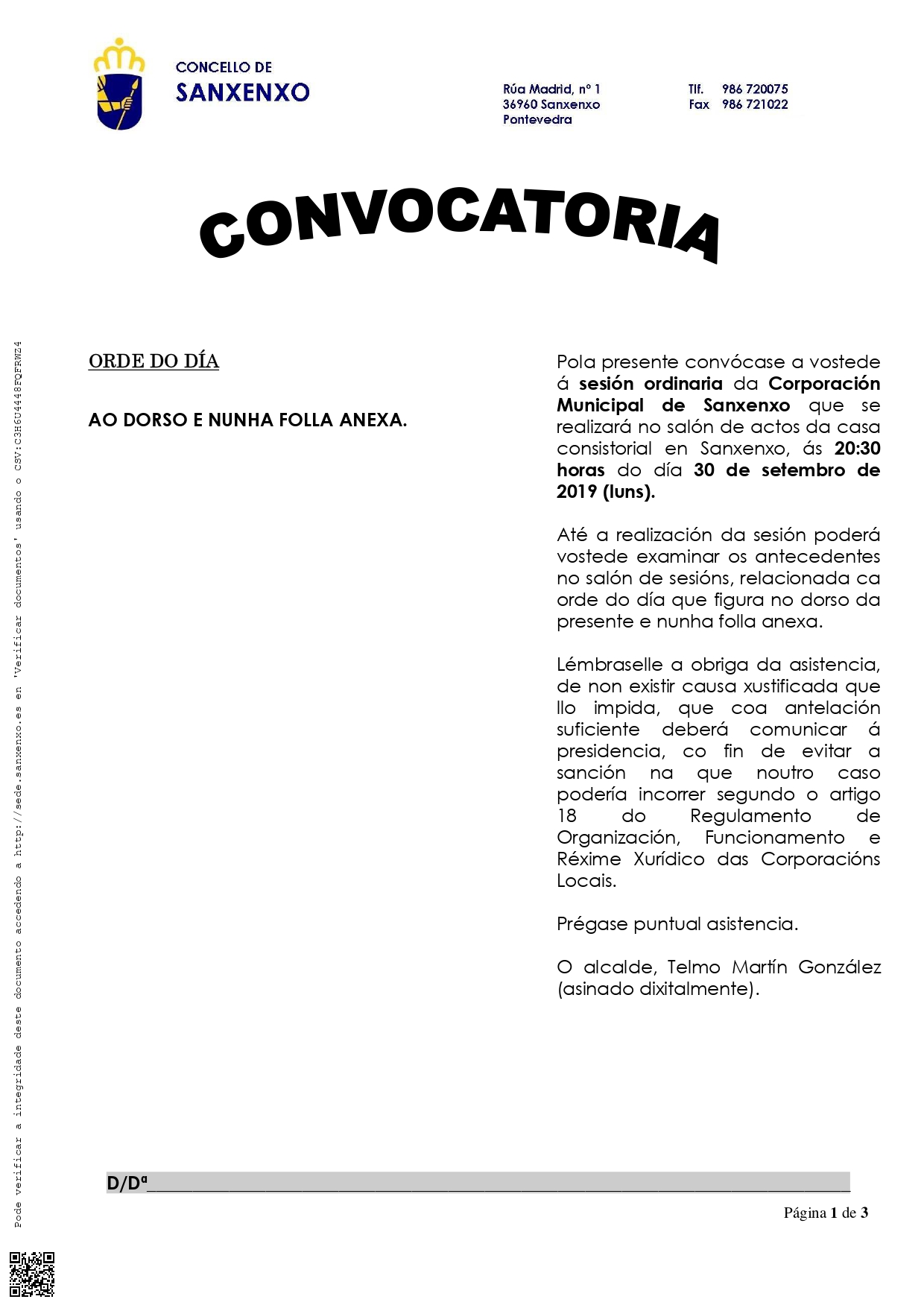 CONVOCATORIA PLENO