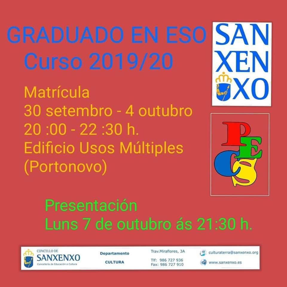 EL LUNES SE ABRE EL PLAZO DE MATRICULA PARA LA OBTENCIÓN DEL GRADUADO EN E.S.O.