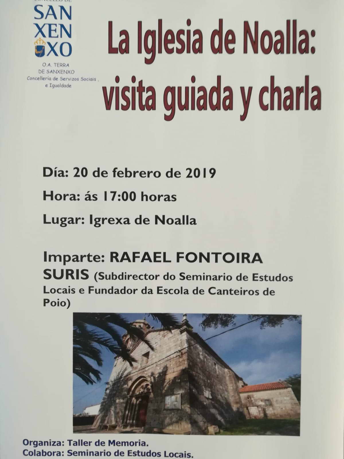 O obradoiro de memoria organiza unha visita guiada e unha charla na Igrexa de Noalla