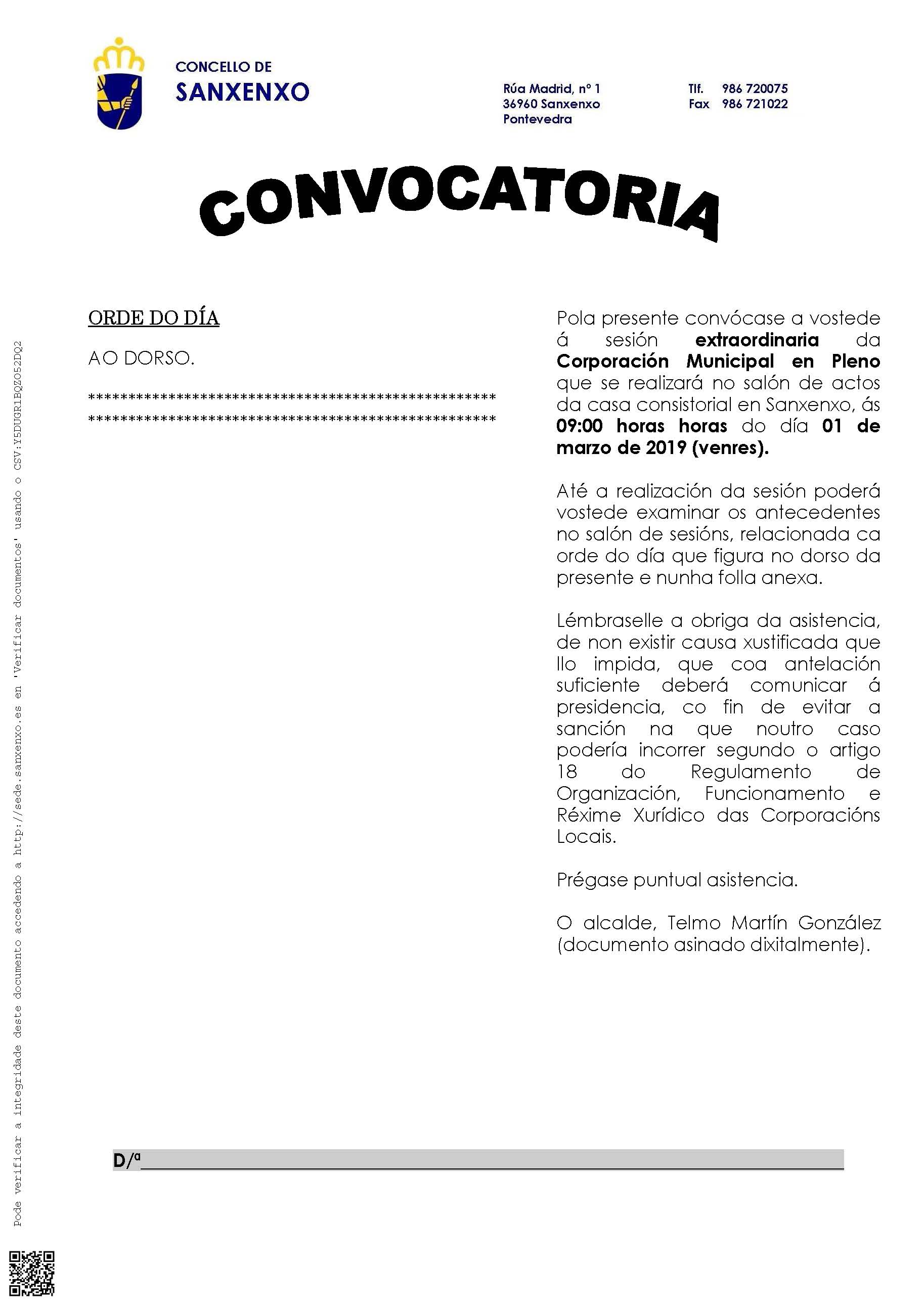 convocatoria pleno extraordinario 1 marzo Página 1