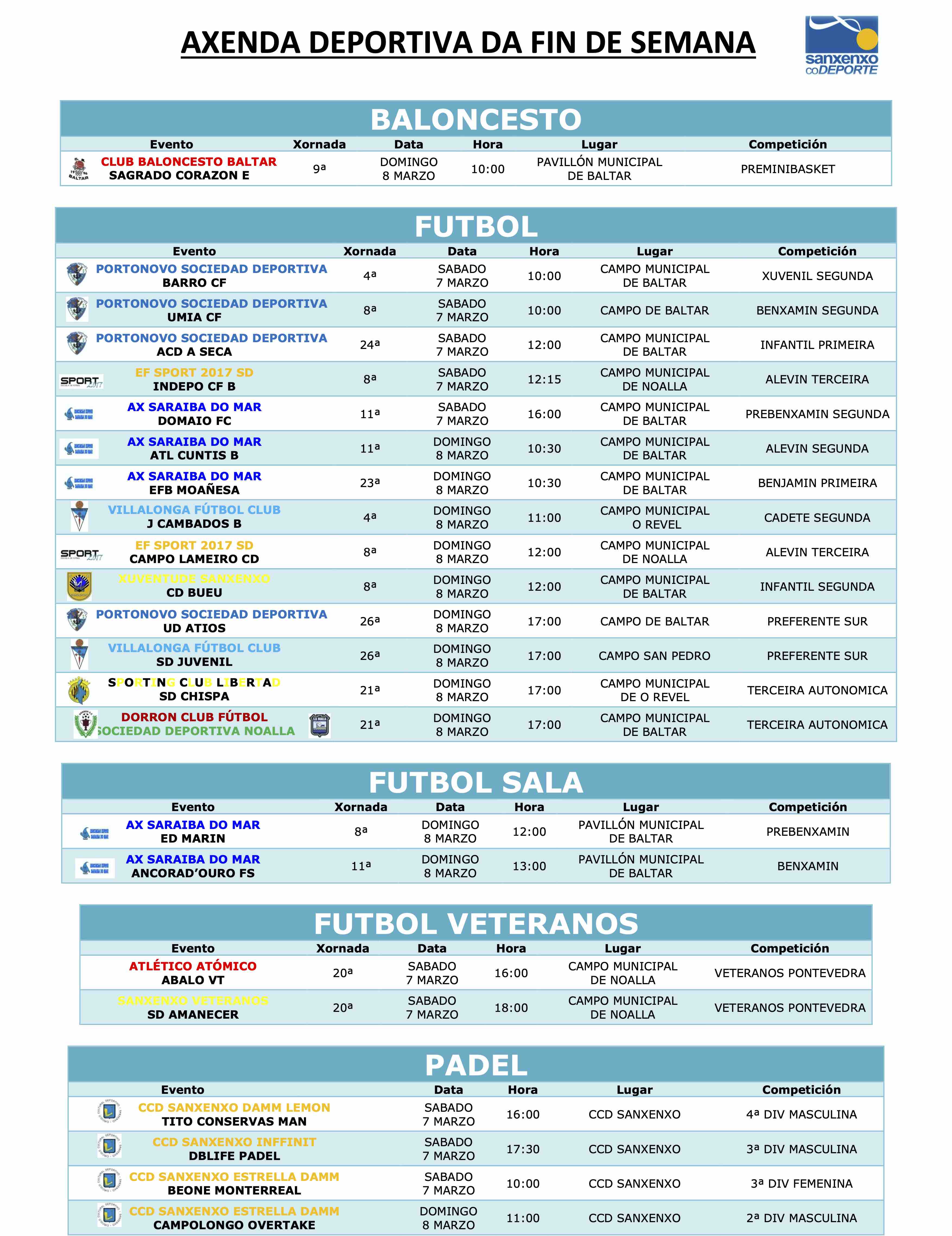 AXENDA DEPORTIVA DA FIN DE SEMANA 1