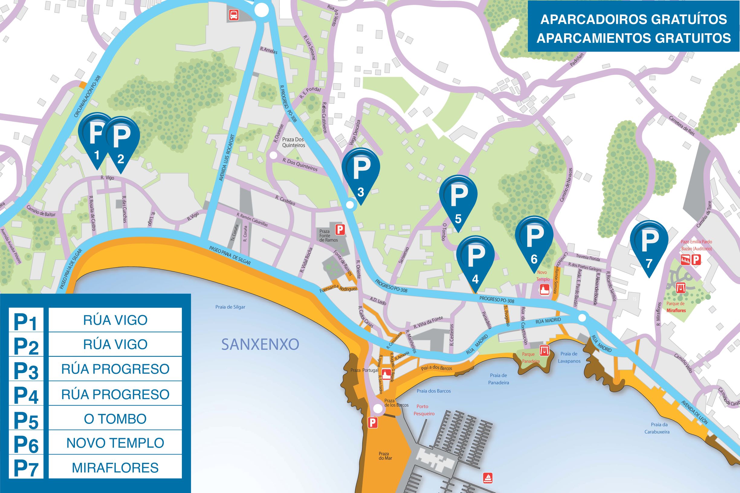 O GOBERNO PON A DISPOSICIÓN 1.100 PRAZAS DE APARCADOIRO GRATUÍTAS NO CENTRO URBANO DE SANXENXO