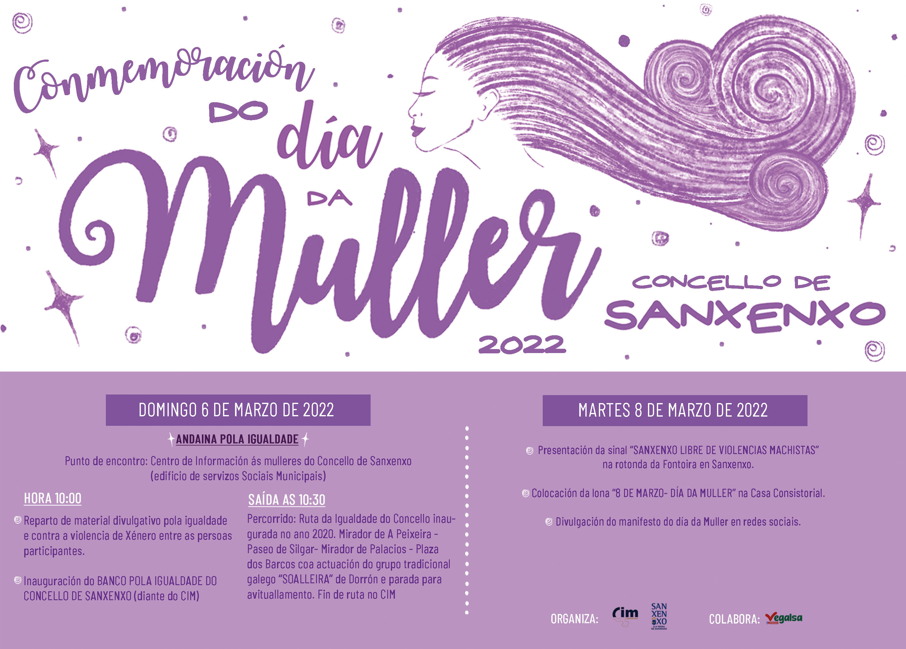 SANXENXO CONMEMORARÁ EL 8-M CON UNA RUTA, UN BANCO POR LA IGUALDAD Y LA SEÑAL TOLERANCIA CERO DE MUNICIPIOS CONTRA EL MALTRATO