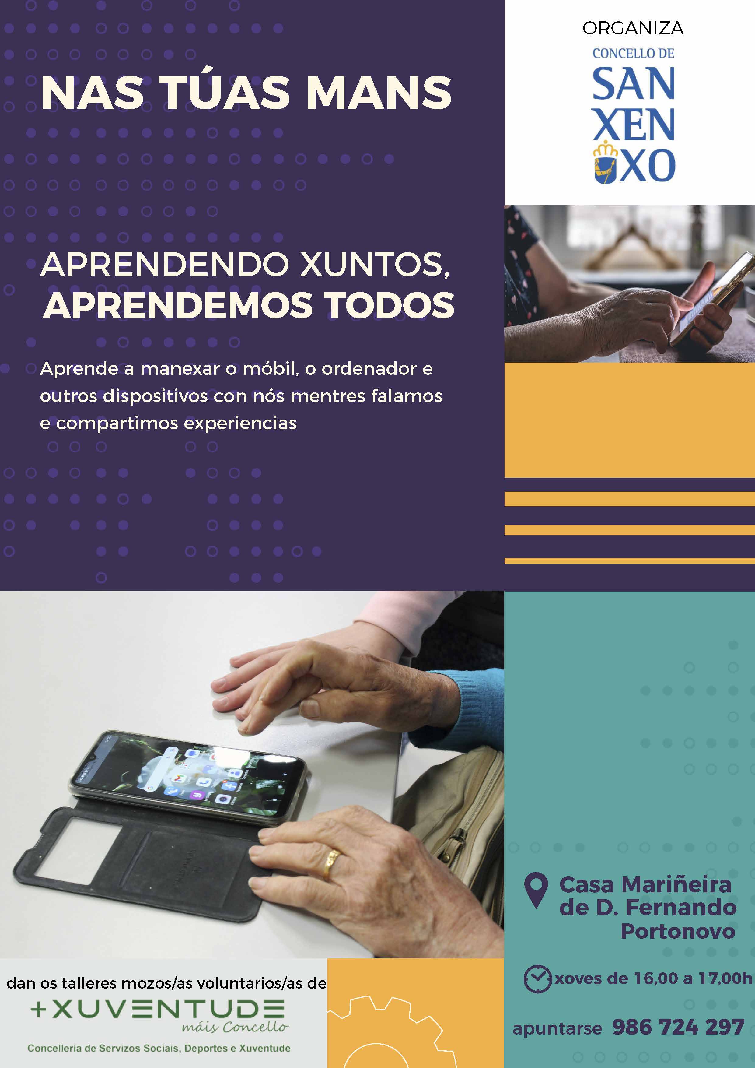 XUVENTUDE PONE EN MARCHA UN TALLER PARA ENSEÑAR A UTILIZAR EL MÓVIL Y OTROS DISPOSITIVOS A PERSONAS MAYORES