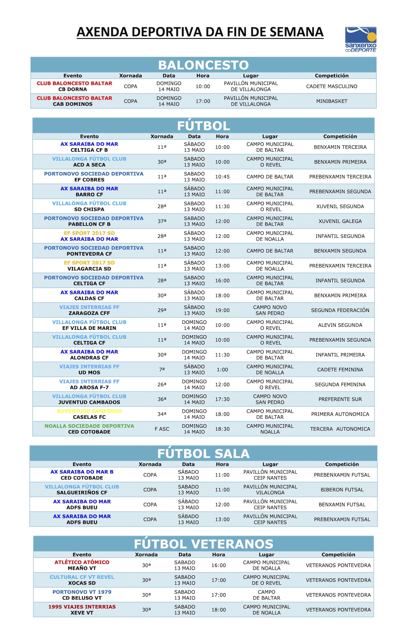 AXENDA DEPORTIVA DA FIN DE SEMANA