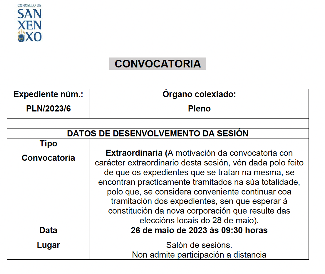 CONVOCATORIA PLENO 26 MAIO