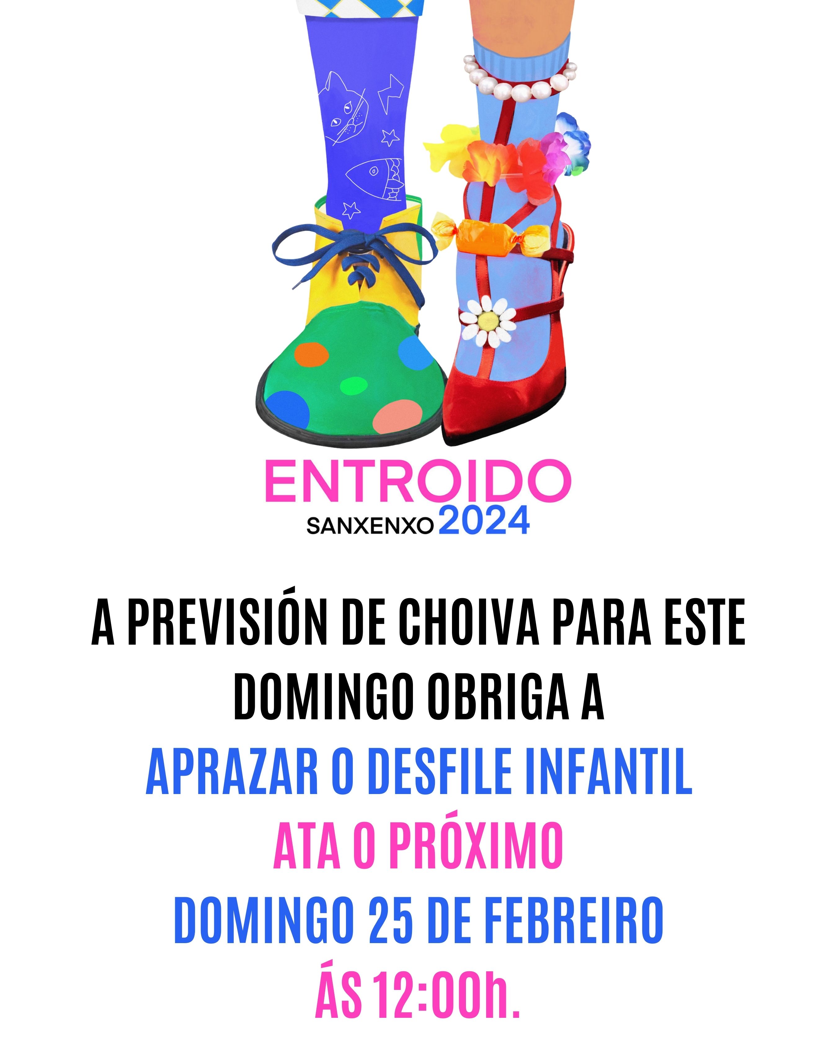 A PREVISIÓN DE CHOIVA OBRIGA A APRAZAR Á MAÑÁ DO DÍA 25 O DESFILE INFANTIL