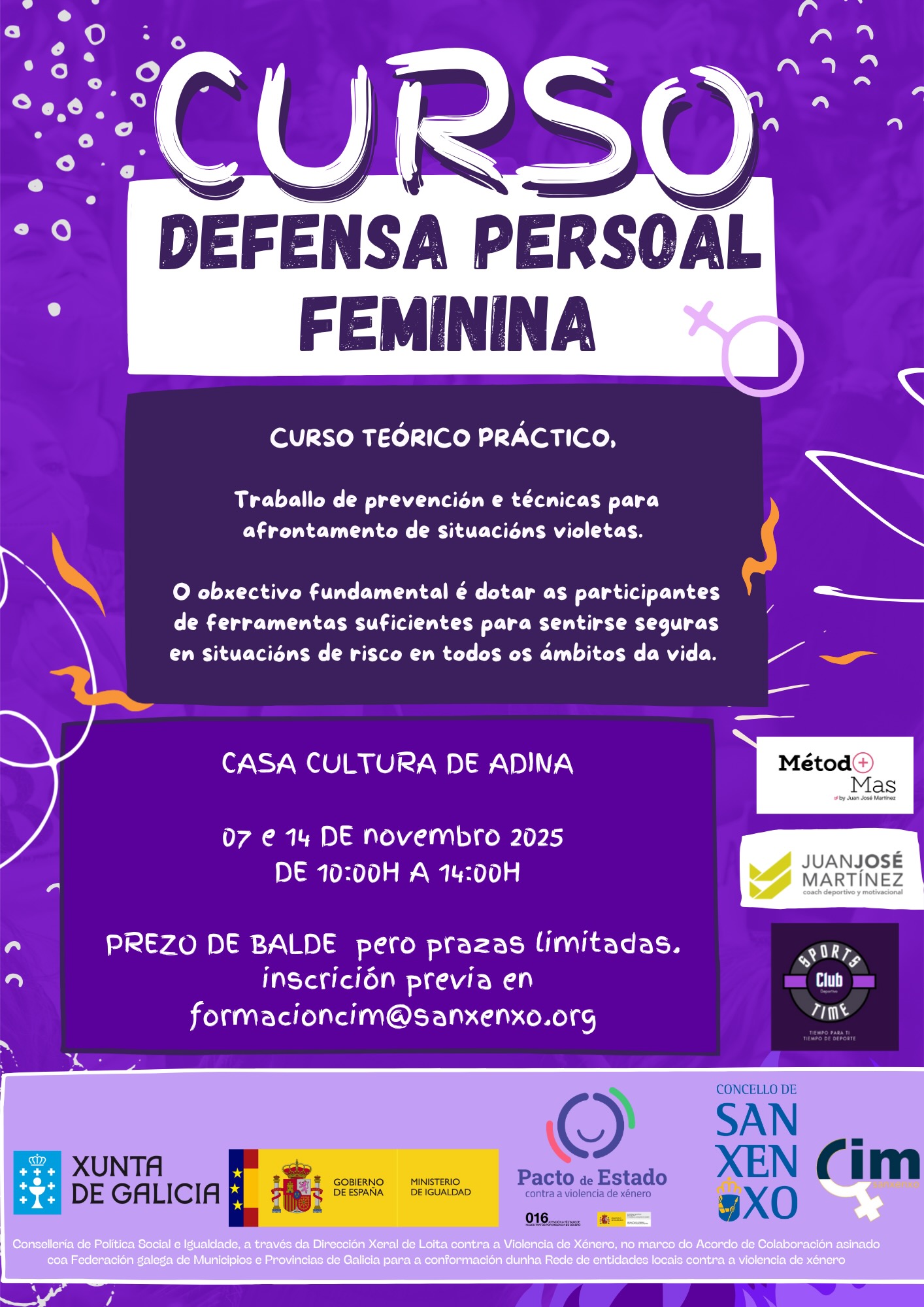SANXENXO ACOGERÁ UN CURSO DE AUTODEFENSA PERSONAL EN LA CASA DE CULTURA DE ADINA