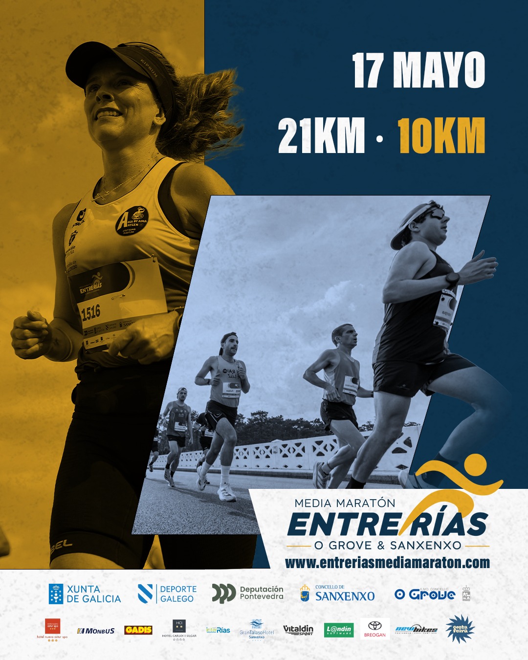 LA MEDIA MARATÓN ENTRE RÍAS ABRE HOY EL PLAZO DE INSCRIPCIÓN CON EL OBJETIVO DE SUPERAR LOS 2.200 CORREDORES DE 2025